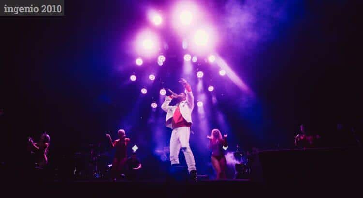 man playing song on the stage